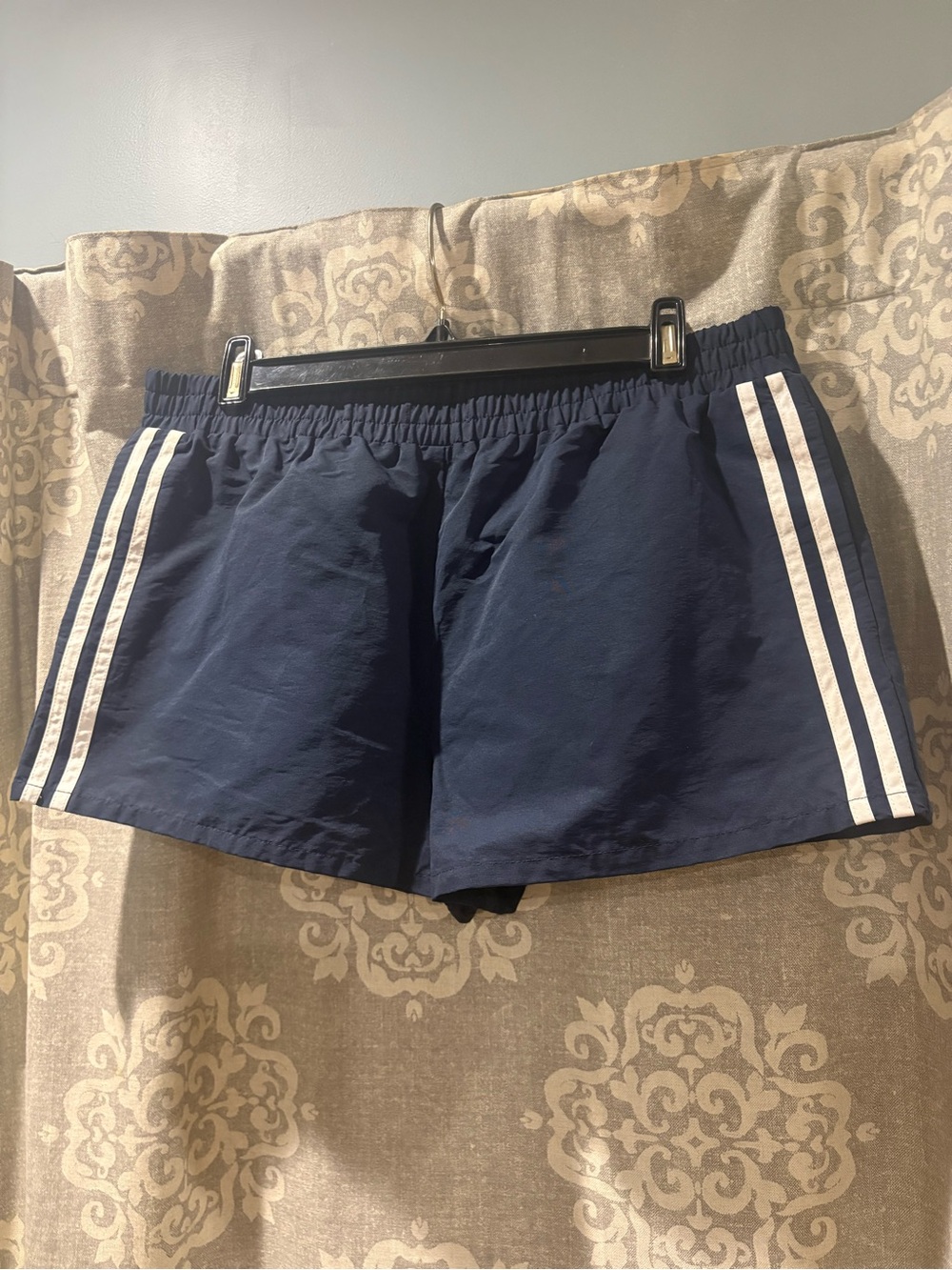 Women's Navy Athletic Shorts with White Side Stripes